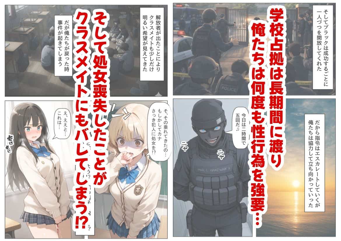 学校占拠したテロリストに、俺は片思い女子と、無理やりセックスさせられるの【無料エロ同人】サンプルその5 【エロ漫画@AI+コミック】